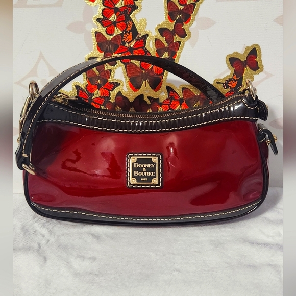 Dooney & Bourke Patent Leather Red Mini Top Zip Bag - Picture 3 of 16